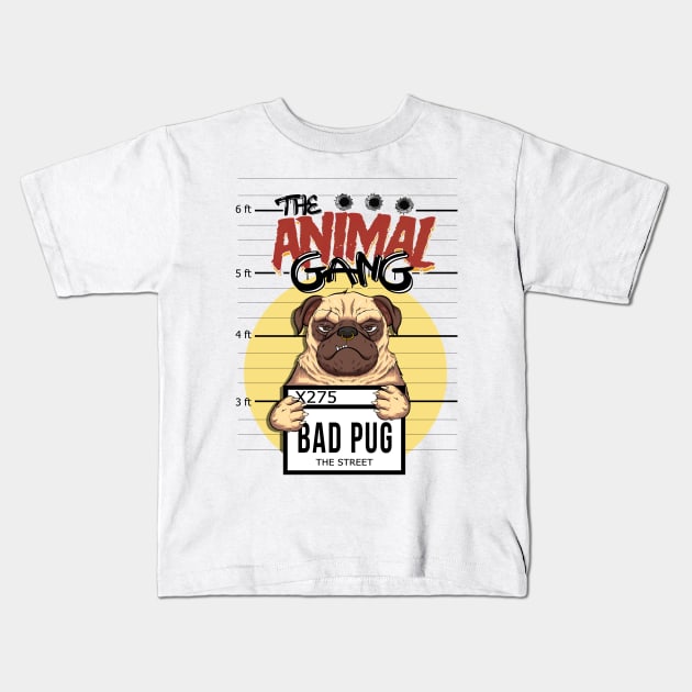 the animal gang pug urban style Kids T-Shirt by the house of parodies